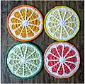 Citrus Slice Coasters Pattern step 1 - construction progress