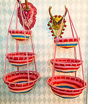 Colorful Three-Tier Hanging Basket Pattern