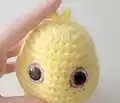 Feather Locklear the Chick Amigurumi Pattern step 2 - assembly progress