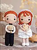 Wedding Couple Amigurumi Pattern step 2 - assembly progress