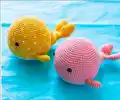 Wallace and Wanda Whale Amigurumi Pattern step 2 - assembly progress