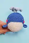 Cupid Whale Amigurumi Pattern step 1 - construction progress