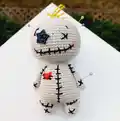 Spooky Voodoo Doll Amigurumi Pattern step 1 - construction progress