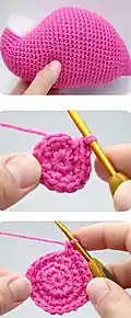 Florence the Flamingo Amigurumi Pattern step 3 - details and accessories