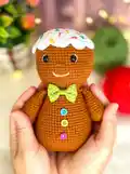 Cute Gingerbread Man Amigurumi Pattern step 1 - construction progress