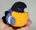 Adorable Bullfinch Bird Amigurumi Pattern step 2 - assembly progress