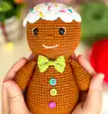 Cute Gingerbread Man Amigurumi Pattern step 4 - final assembly and finishing