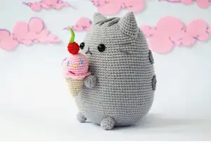 Pusheen Cat with Ice Cream Amigurumi Pattern
