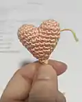 Heart Keychain Crochet Pattern step 4 - final assembly and finishing