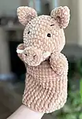 Boar Hand Puppet Amigurumi Pattern step 2 - assembly progress
