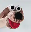 Dog Hand Puppet Pattern step 2 - assembly progress