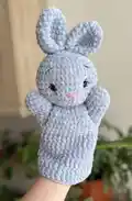 Bunny Hand Puppet Amigurumi Pattern step 2 - assembly progress