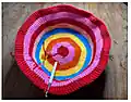 Colorful Three-Tier Hanging Basket Pattern step 2 - assembly progress