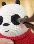 We Bare Bears Panda Amigurumi Pattern step 4 - final assembly and finishing