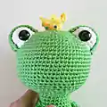 Frog Prince Amigurumi Pattern step 4 - final assembly and finishing
