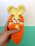 Bunny in Carrot Amigurumi Pattern step 2 - assembly progress