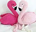Florence the Flamingo Amigurumi Pattern step 2 - assembly progress