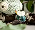 Chameleon Conrad Musical Toy Amigurumi Pattern step 4 - final assembly and finishing