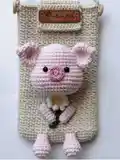 Adorable Pig Phone Pouch Crochet Pattern step 1 - construction progress