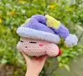 Sleeping Pink Puff Kirby Amigurumi Pattern step 1 - construction progress