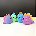 Colourful Mini Dino Amigurumi Pattern step 1 - construction progress