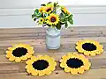 Sunflower Power Crochet Coasters Pattern step 3 - details and accessories