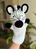 Zebra Hand Puppet Amigurumi Pattern step 2 - assembly progress
