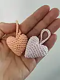 Heart Keychain Crochet Pattern step 2 - assembly progress