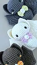 Baby Bat Amigurumi Pattern step 2 - assembly progress
