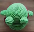 Mini Frog Amigurumi Pattern step 2 - assembly progress