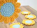 Sunflower Power Crochet Coasters Pattern step 2 - assembly progress