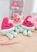 Wendi the Watermelon Amigurumi Pattern step 4 - final assembly and finishing