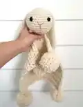 Boho Bunny Lovey Amigurumi Pattern step 2 - assembly progress