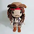 Captain Jack Sparrow Amigurumi Pattern step 1 - construction progress