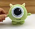 Mike Wazowski Amigurumi Pattern step 2 - assembly progress