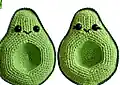 Avocado Family Amigurumi Pattern step 2 - assembly progress
