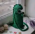 Dinosaur Water Bottle Holder Crochet Pattern step 1 - construction progress