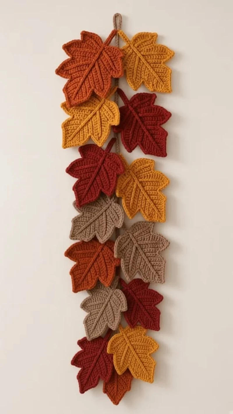 Premium crochet pattern: Autumn Maple Leaf Wall Hanging Crochet Pattern - Intermediate level tutorial with complete instructions