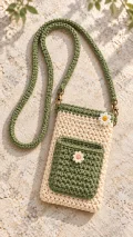 Daisy Pocket Crochet Phone Bag Pattern step 1 - construction progress