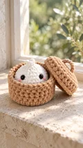 Plush Dumpling and Steamer Basket Amigurumi Pattern step 1 - construction progress