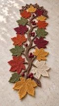 Autumn Maple Leaf Crochet Table Runner Pattern step 1 - construction progress